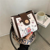 Cartoon Print Crossbody Bags For Women Contrast Shoulder Bag