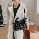 Braided Shoulder Bag for Women, Chain Crossbody Handbag, Winter Armpit Bag