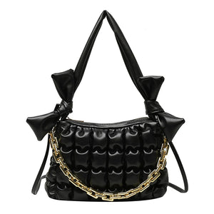 Braided Shoulder Bag for Women, Chain Crossbody Handbag, Winter Armpit Bag