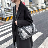 Winter Space Cotton Shoulder Bags For Women Wide Shoulder Strap Ladies Handbags