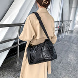 Winter Space Cotton Shoulder Bags For Women Wide Shoulder Strap Ladies Handbags