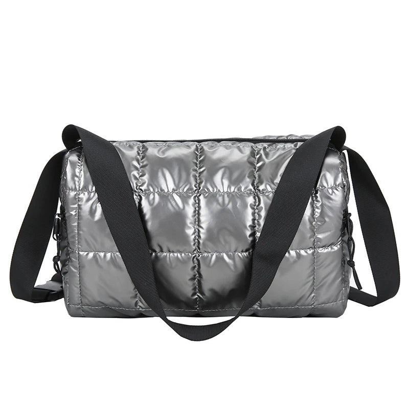 Winter Space Cotton Shoulder Bags For Women Wide Shoulder Strap Ladies Handbags