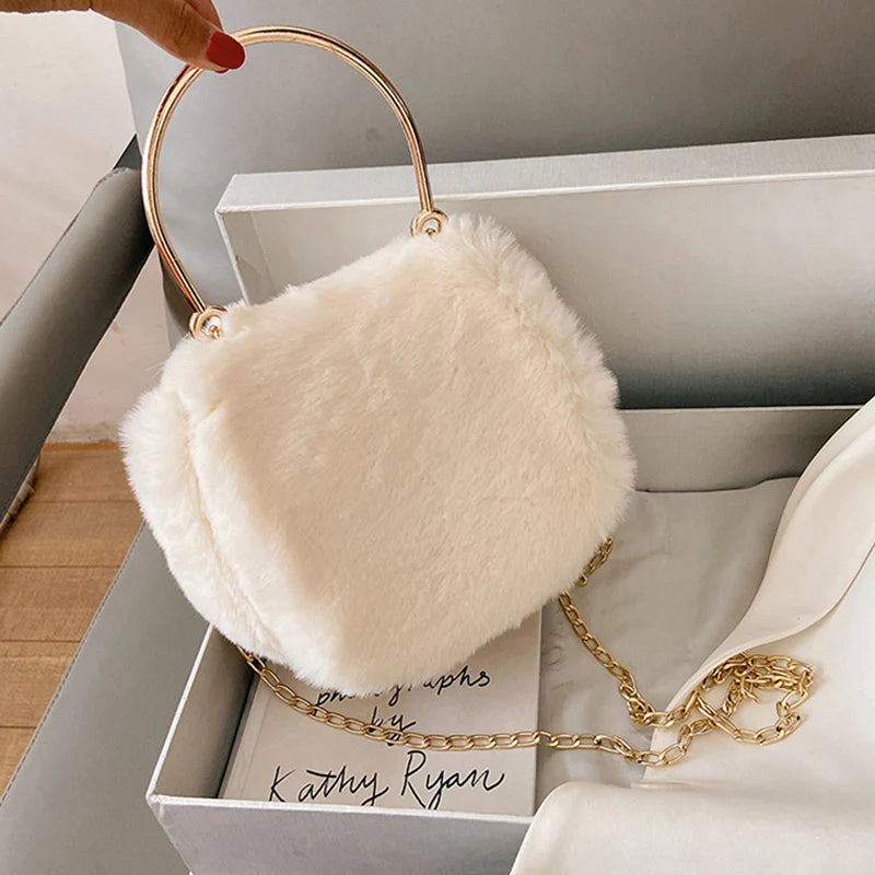 Winter Faux Fur Handbags Plush Chain Shoulder Crossbody Bags For Women