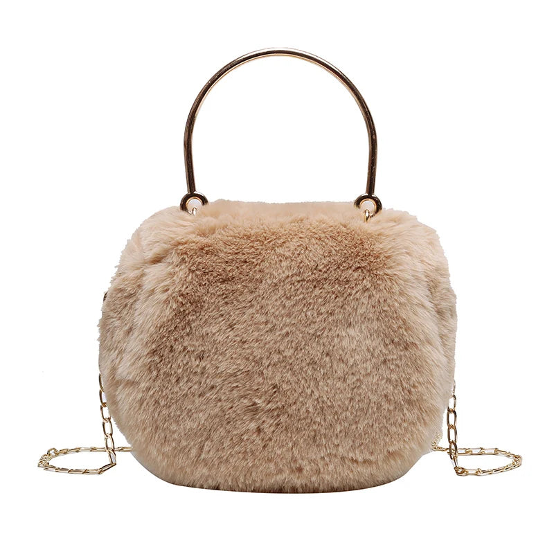 Winter Faux Fur Handbags Plush Chain Shoulder Crossbody Bags For Women