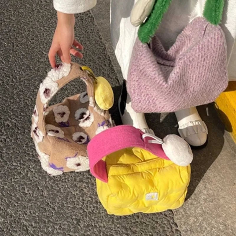 Winter High Faux Fur Women's Handbag Soft Plush Shoulder Bag Female Tote