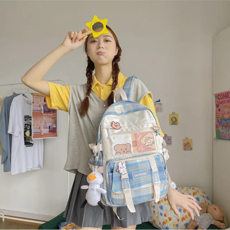 Woman Canvas Backpack Lightweight Candy Colors Laptop Outdoor Travel Bags