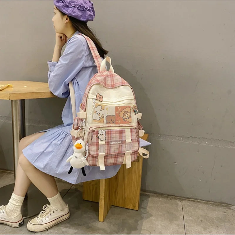 Woman Canvas Backpack Lightweight Candy Colors Laptop Outdoor Travel Bags