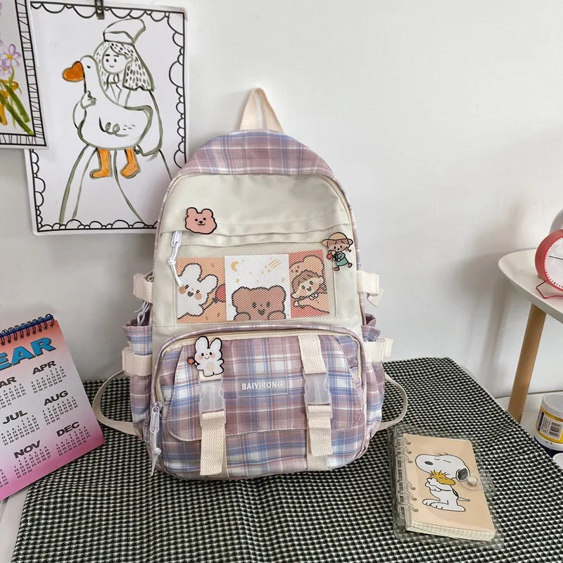 Woman Canvas Backpack Lightweight Candy Colors Laptop Outdoor Travel Bags