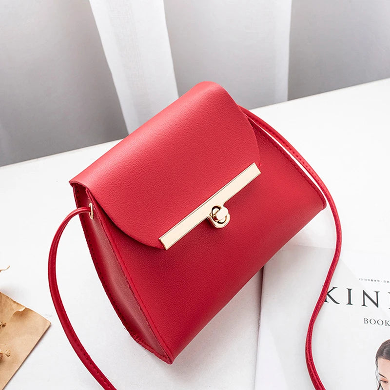 Red Crossbody Bag with Chain Strap and Zipper Pocket