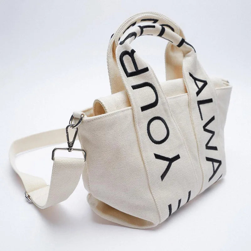 Beige Grid Lattice Shoulder Bag Yellow Print Portable Handbag