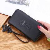 Cat Cartoon Women's Leather Wallet Big Capacity Phone Wallet