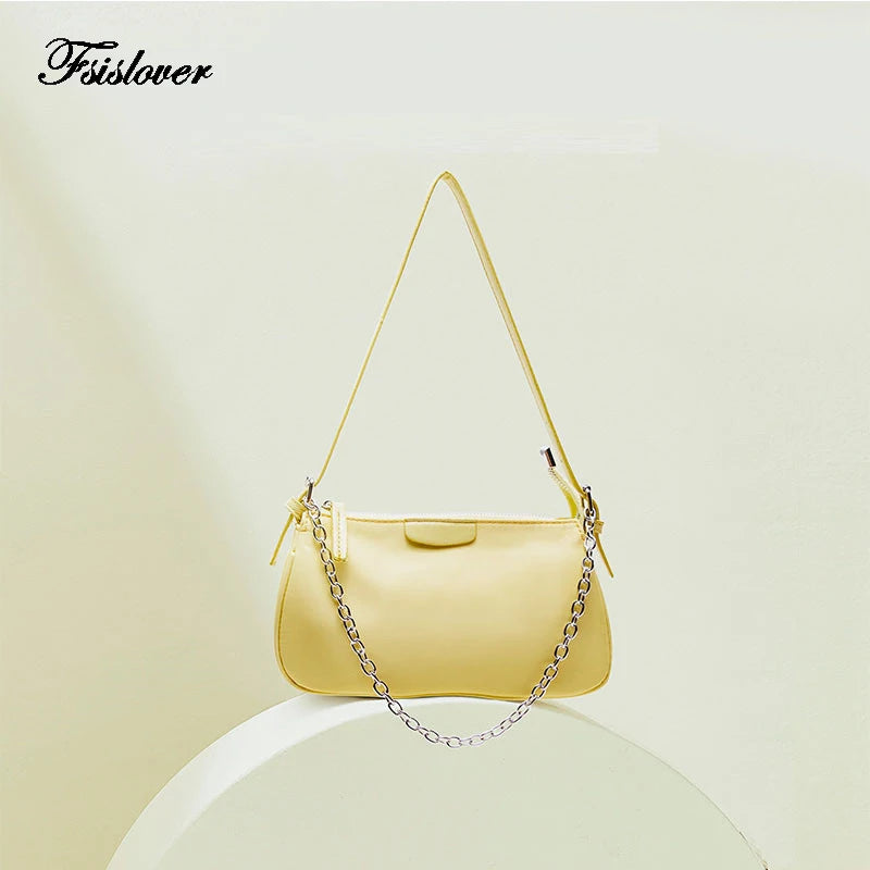 Vintage Retro French Solid Shoulder Bag Small Bolsa Feminina