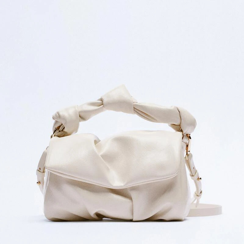 Pleated Shoulder Bag Soft PU Leather Messenger Bag Small Wallet