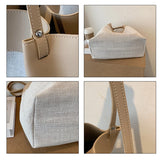 Linen Bucket Bag Shoulder Handbag Large Capacity Wallet