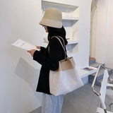 Linen Bucket Bag Shoulder Handbag Large Capacity Wallet