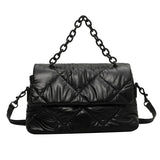 Quilted Nylon Messenger Bag Winter Shoulder Handbag