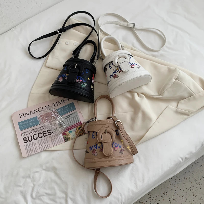 Ladies Graffiti Small Tote Bag Shoulder Messenger Bag
