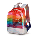 Rainbow Stripe Laser PVC Backpack for Kids