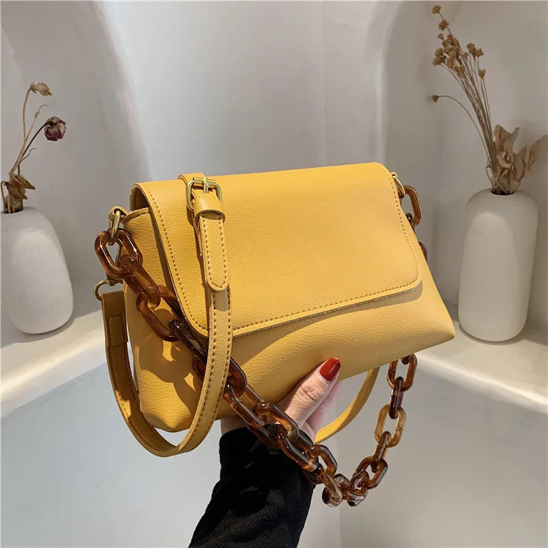 Retro Hand Chain Small Square Bag Soft Leather Shoulder Bag