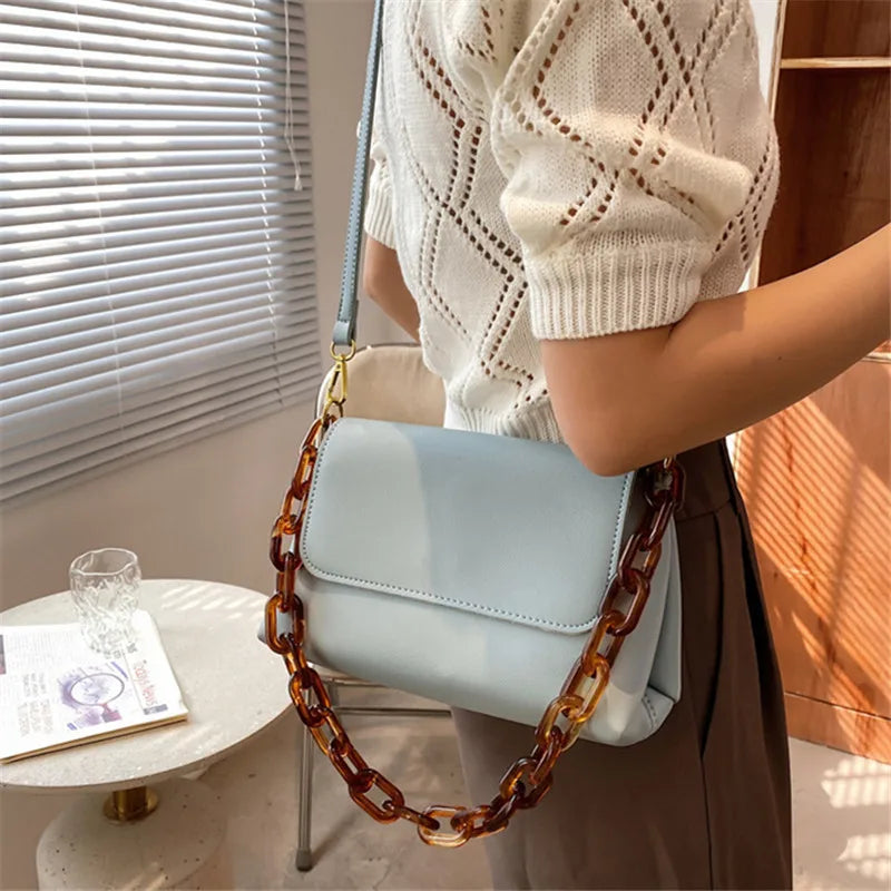Retro Hand Chain Small Square Bag Soft Leather Shoulder Bag