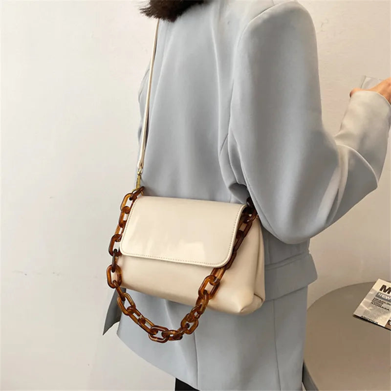 Retro Hand Chain Small Square Bag Soft Leather Shoulder Bag