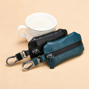 Leather Car Key Case Waterproof Zipper Universal Key Cover