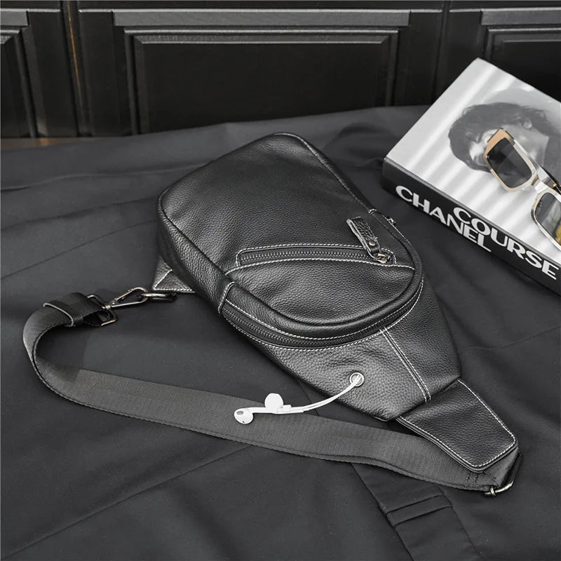 Leather Chest Bag Single Backpack iPad Bag