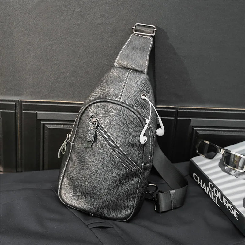 Leather Chest Bag Single Backpack iPad Bag
