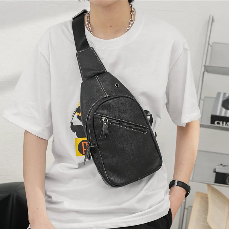 Leather Chest Bag Single Backpack iPad Bag