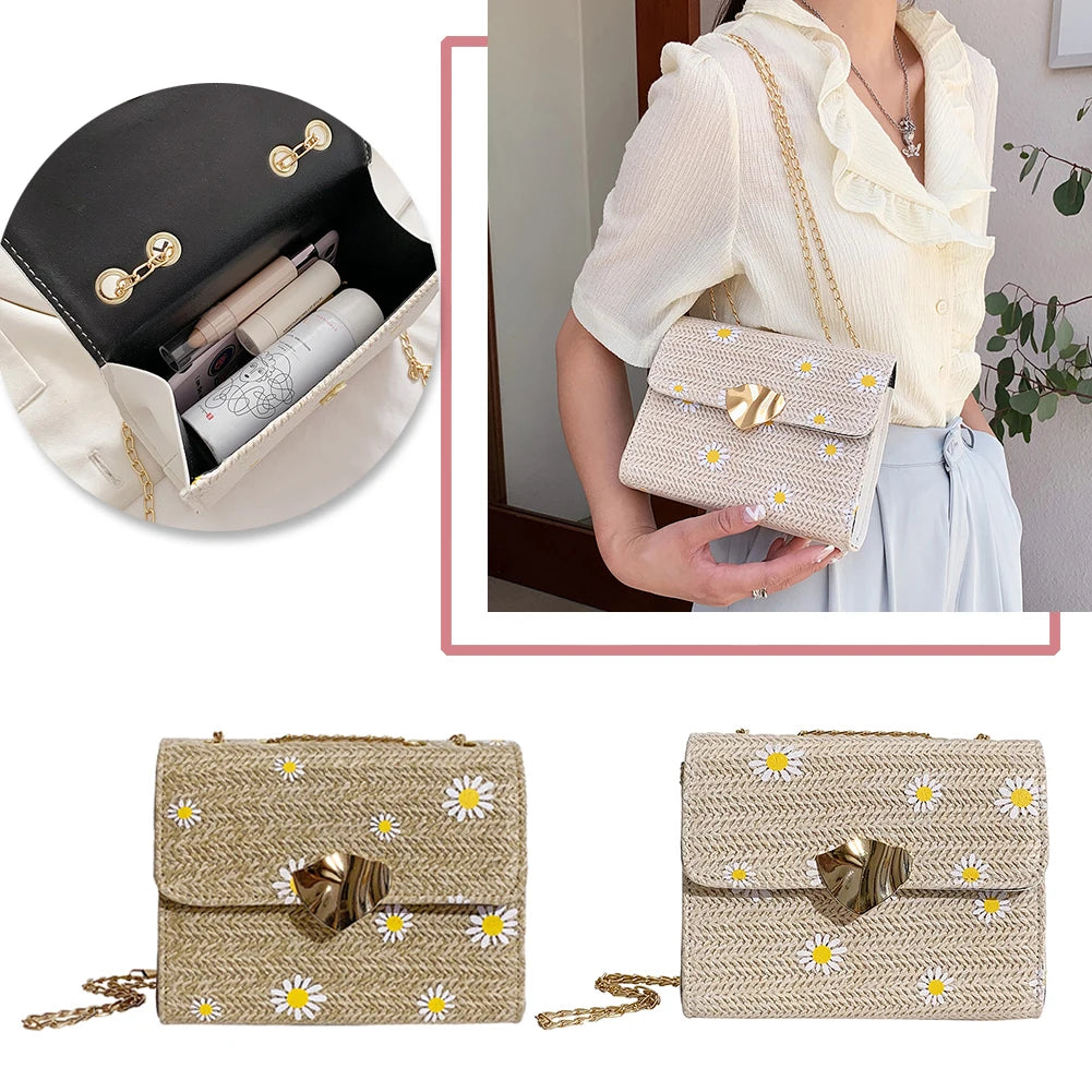 Daisy Flower Pattern Beach Messenger Bag