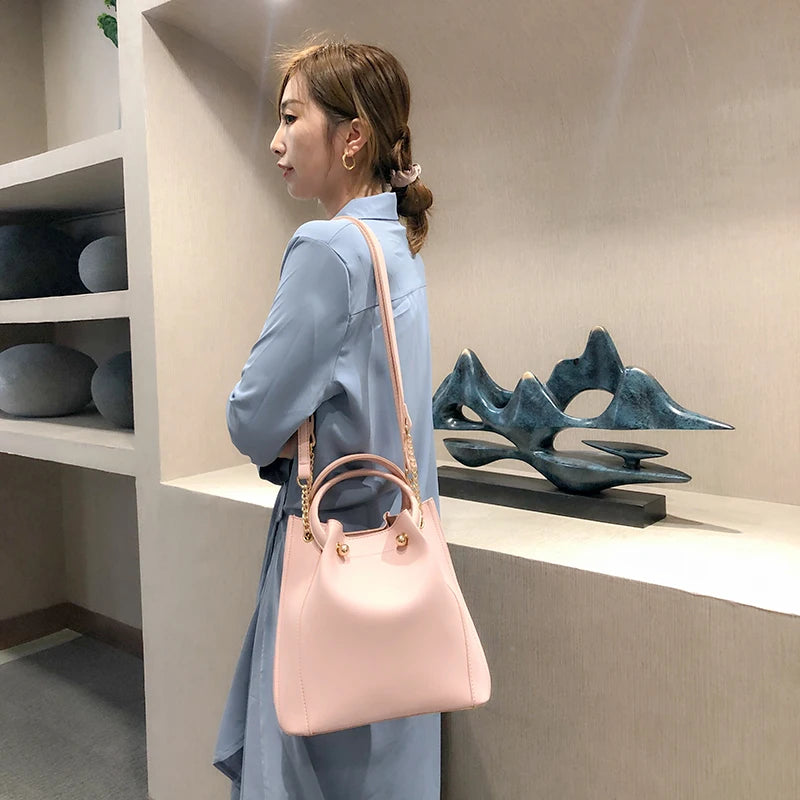 Large Capacity Bucket Bag Casual Shoulder Bag Female Pack