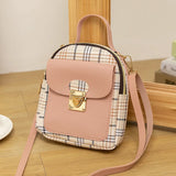 2021 Mini Contrast Backpack Plaid Pattern Shoulder Bag