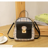 2021 Mini Contrast Backpack Plaid Pattern Shoulder Bag
