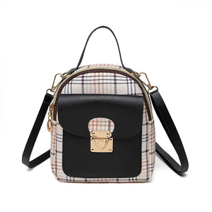 2021 Mini Contrast Backpack Plaid Pattern Shoulder Bag