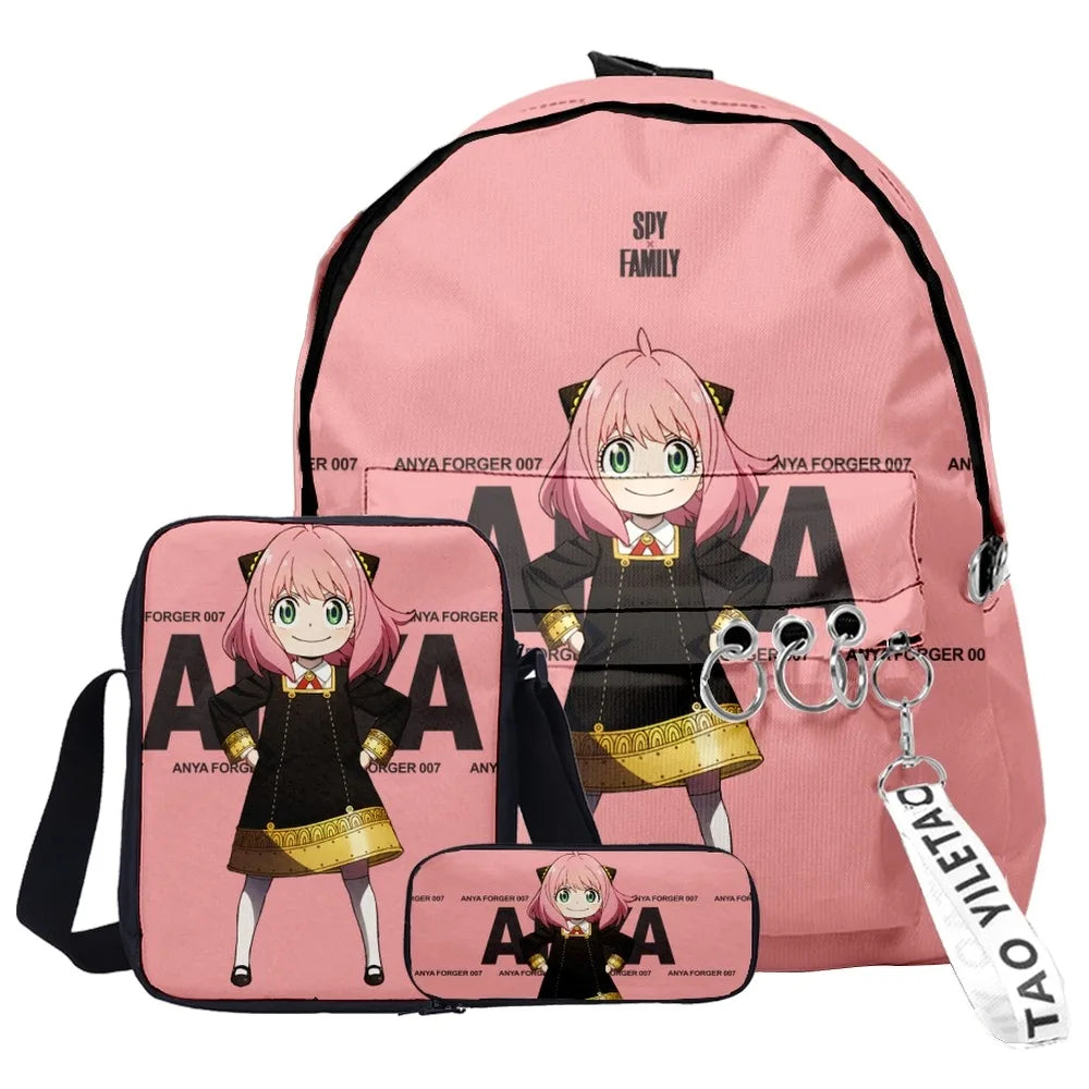 Anime Spy X Family Backpack Set for Students Boys Girls Schoolbag