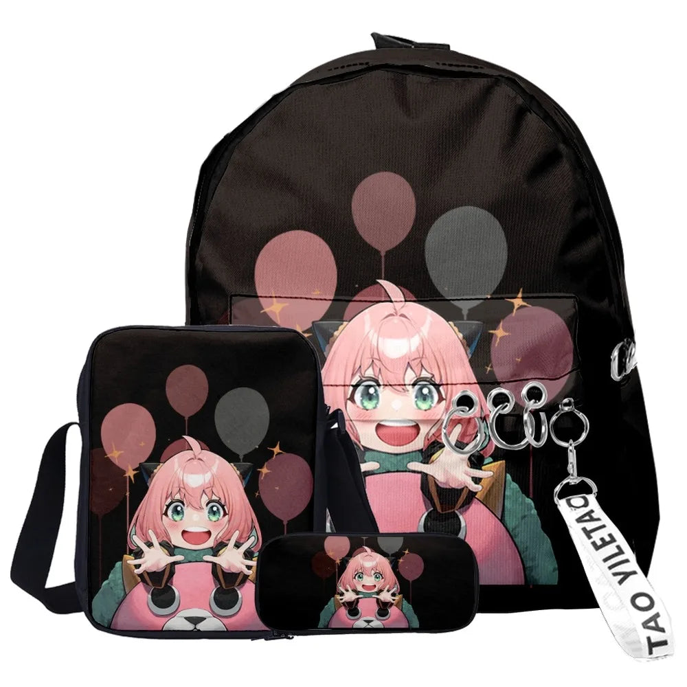Anime Spy X Family Backpack Set for Students Boys Girls Schoolbag
