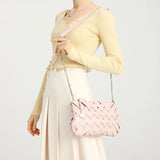 Braid Mini Crossbody Bags Women Contrast PU Leather Messenger Bag