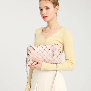 Braid Mini Crossbody Bags Women Contrast PU Leather Messenger Bag