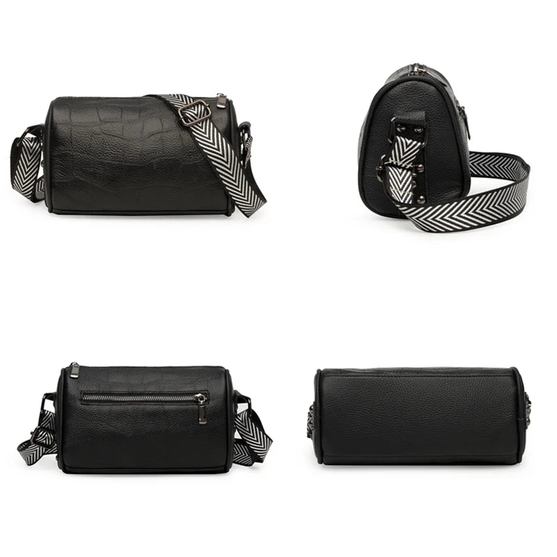 Braided Wide Shoulder Straps Small Leather Women's Messenger Bag Purse
