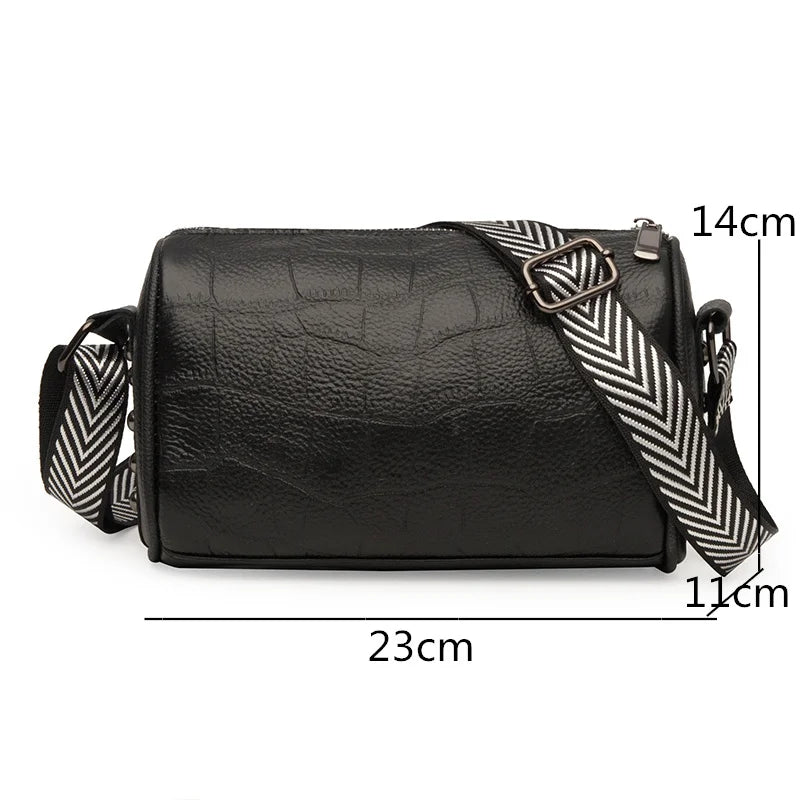 Braided Wide Shoulder Straps Small Leather Women's Messenger Bag Purse