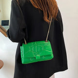 Orange Chain Messenger Bag Clutch Rivet Shoulder Soft Leather Bag