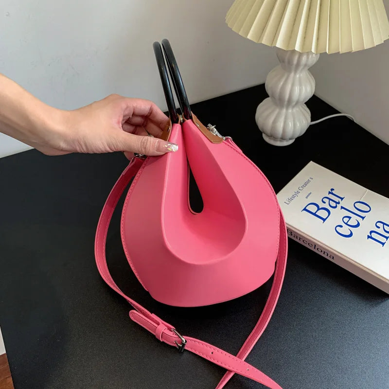 Bucket Shape Women Shoulder Bags Tote Messenge Bag Leather Crossbody Bag