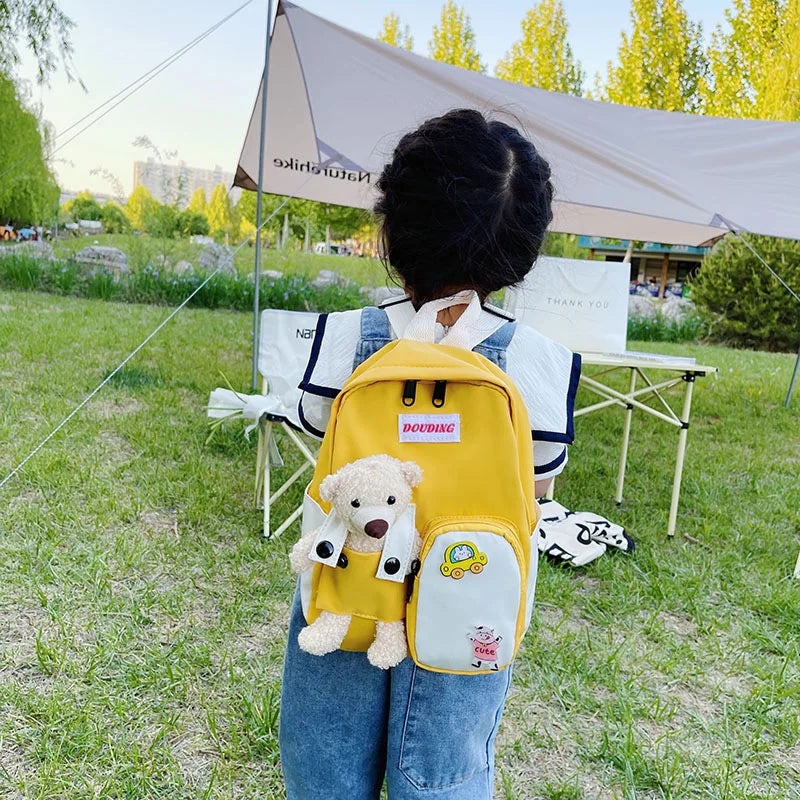 Bear Canvas School Bags For Kids Kindergarten Backpacks Girls Boy