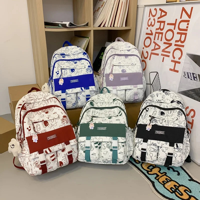 Cartoon Waterproof College Backpack for Teenager Student