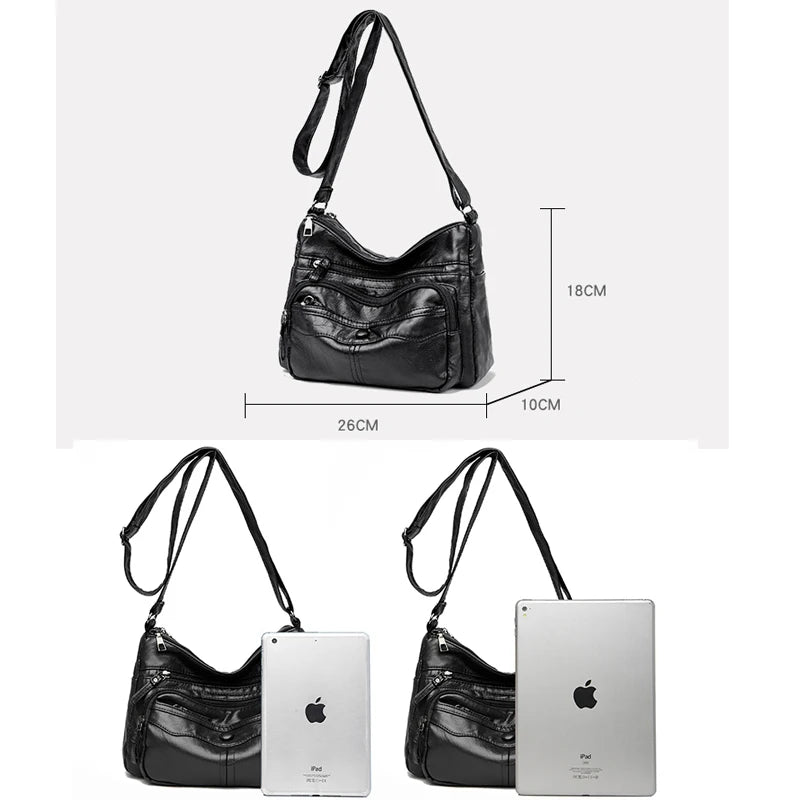 Casual Purses Ladies Shoulder Crossbody Bag Vintage Multi-Pocket Messenger