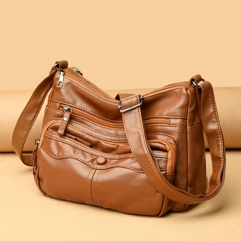 Casual Purses Ladies Shoulder Crossbody Bag Vintage Multi-Pocket Messenger