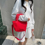 Casual Multi-color Corduroy Cross Bag Solid Shopping Bag Handbag