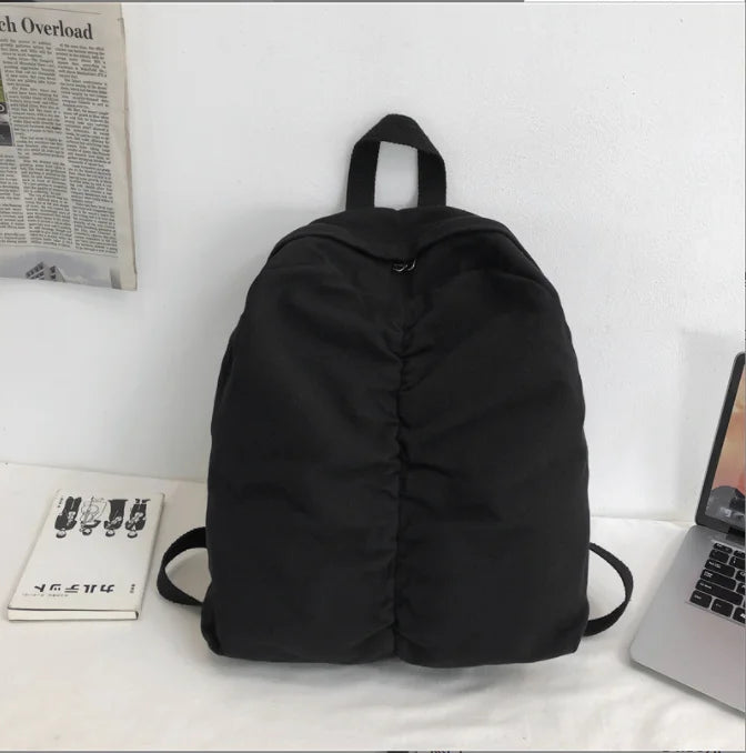 Casual Nylon Solid Backpack Bags College Women SchoolBag