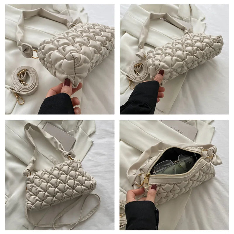 Soft Pleated Shoulder Bag Crossbody Bag for Women
