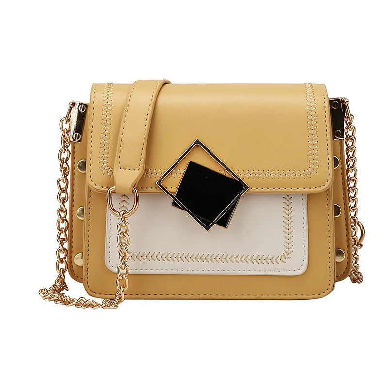 Chain PU Leather Crossbody Bags For Women Small Shoulder Messenger Bag